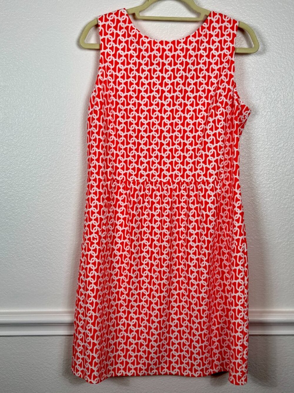 Jude Connally Womens Dress Red White XL Chain Link Print Sleeveless Scoop Neck